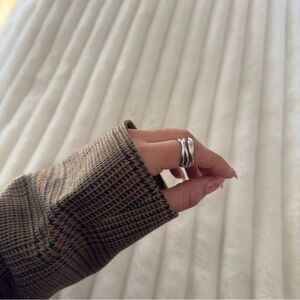 925 Sterling silver Interlocked adjustable ring minimalist preppy statement ring